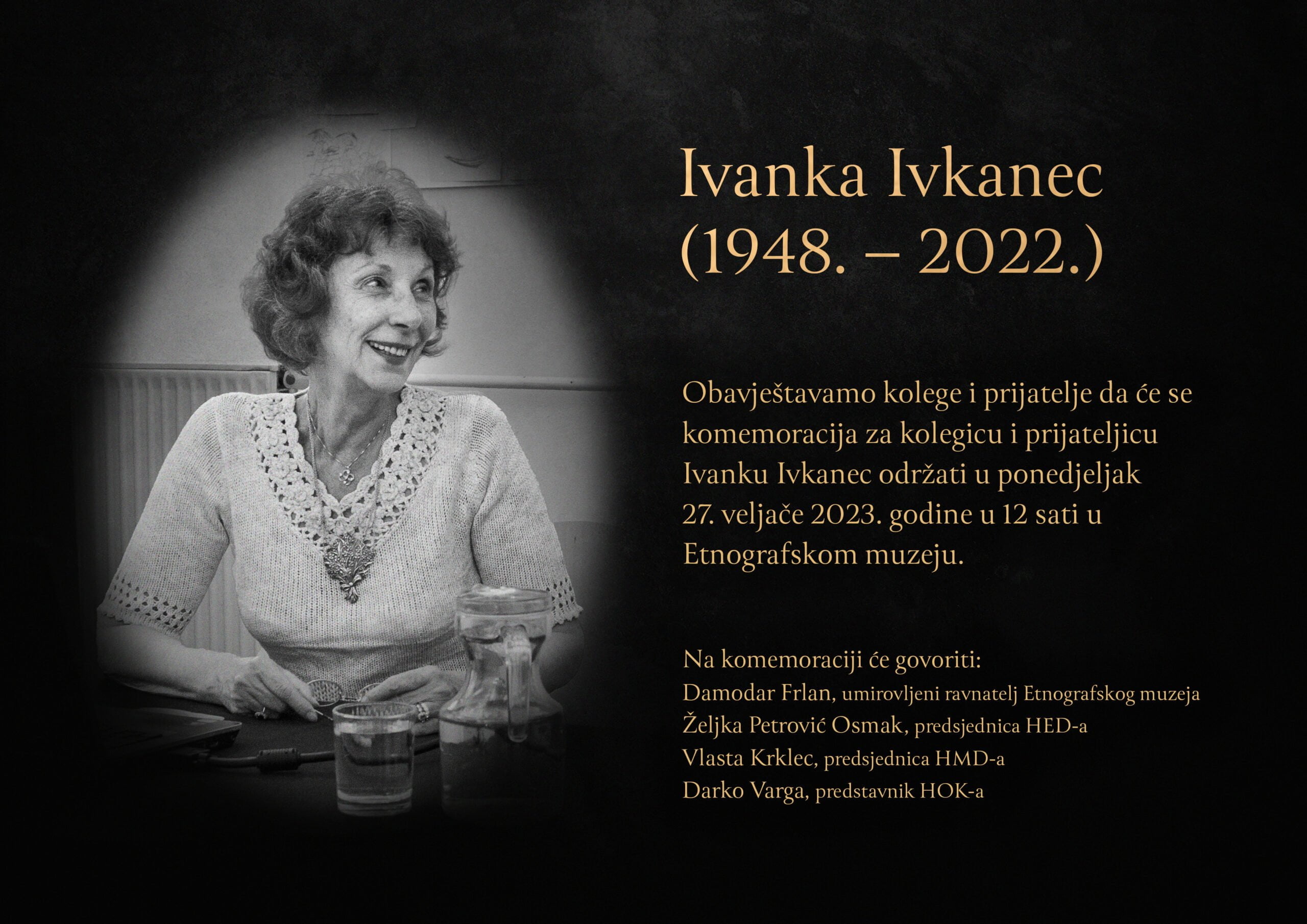 Komemoracija za kolegicu Ivanku Ivkanec (1948-2022)